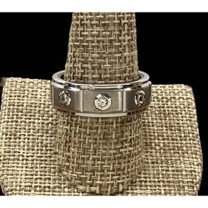 Men's Sapphire Tungsten 3 Diamond 8mm Titanium /Black PVD Interior Wedding Band